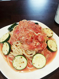 簡単★ツナ・ズッキーニの冷製トマトパスタ-レシピのメイン写真