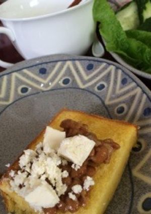 納豆ハニーチーズのオープンサンド-レシピのメイン写真