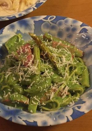 三色 クリームパスタ *緑ver*-レシピのメイン写真