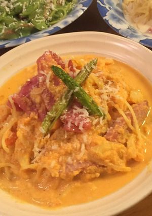 三色 クリームパスタ *オレンジver*-レシピのメイン写真