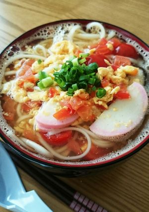 温かいトマトそうめん(ひやむぎ)-レシピのメイン写真