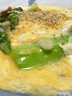 チンゲン菜とふわとろ卵のあんかけ蒟蒻饂飩-レシピのメイン写真