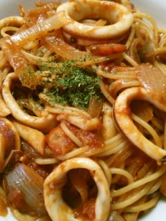 簡単ランチ! イカのトマトソースパスタ♪-レシピのメイン写真