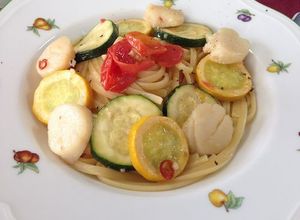 ホタテと２種のズッキー二のリングイネ-レシピのメイン写真