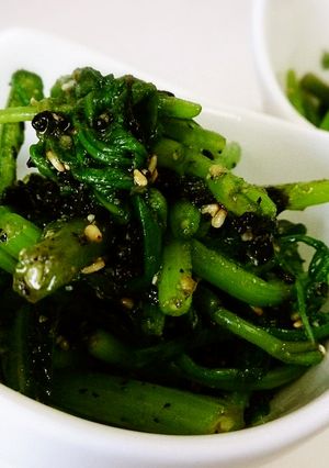 無塩料理☆春菊の胡麻海苔和え・マクロビ-レシピのメイン写真