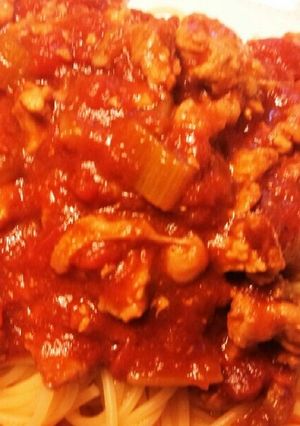 万能薬セロリと豚肉のトマトソースパスタ-レシピのメイン写真