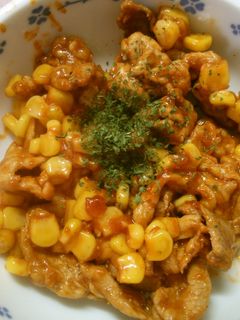簡単!豚肉とコーンのバターケチャップ炒め-レシピのメイン写真