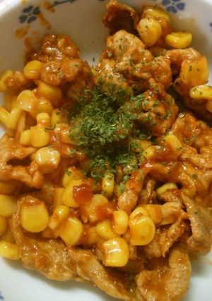 簡単！豚肉とコーンのバターケチャップ炒め-レシピのメイン写真