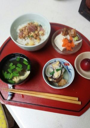 血管ダイエット食350（マグロ納豆丼）-レシピのメイン写真