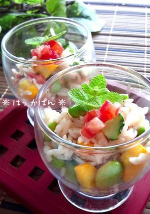 塩トマトともずく酢で♪簡単ライスサラダ-レシピのメイン写真
