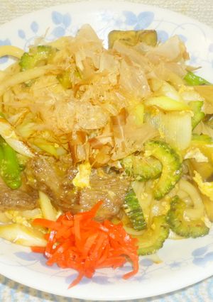 ゴーヤー入り焼き（炒め）うどん-レシピのメイン写真