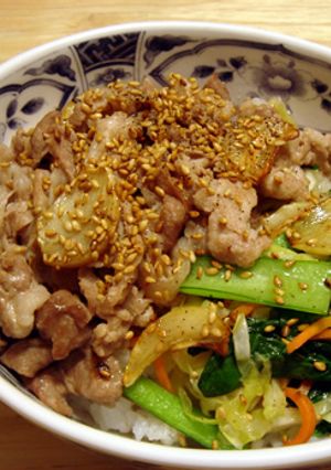 野菜と一緒に☆シンプル塩豚丼-レシピのメイン写真