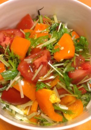 パプリカ水菜トマトの鶏ガラ味サラダ-レシピのメイン写真