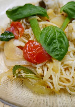 淡路島産ハモと野菜のパスタ風そうめん-レシピのメイン写真