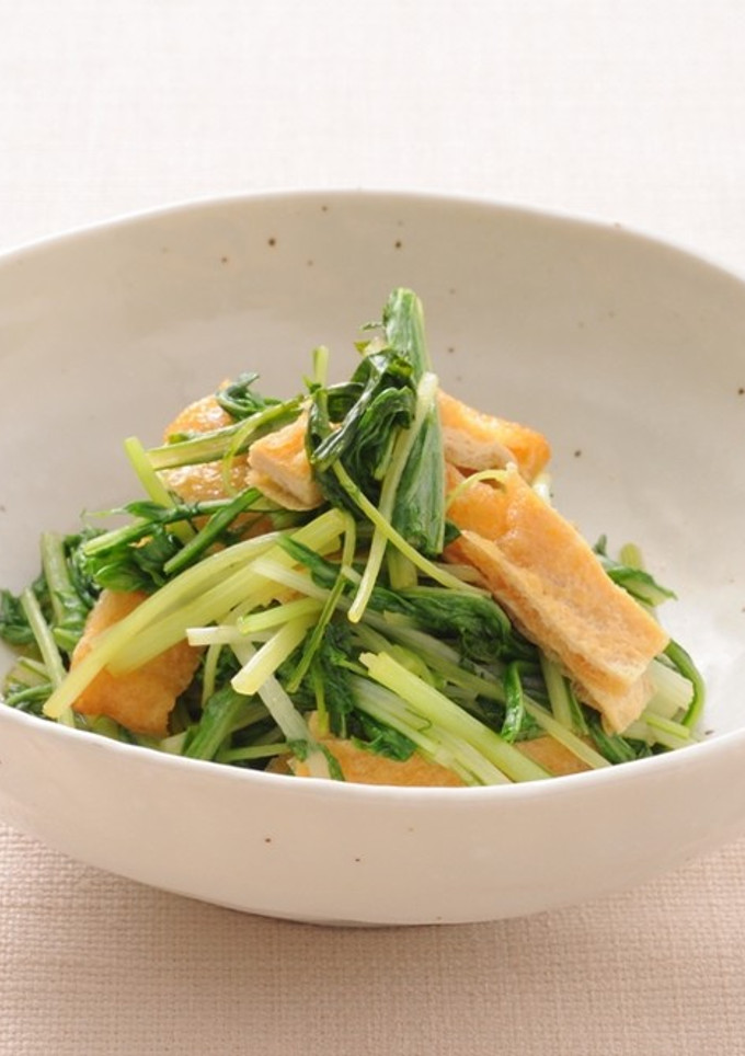 京みず菜と油揚げのたいたん-レシピのメイン写真