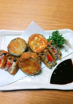 サクッジューシー＊なすのひき肉はさみ揚げ-レシピのメイン写真