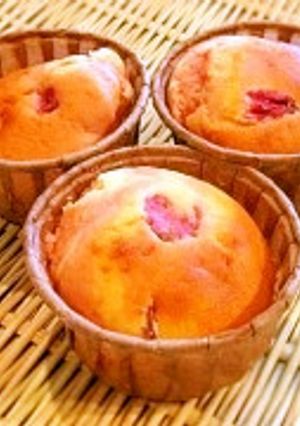 パンケーキミックスで簡単桜色マフィン-レシピのメイン写真