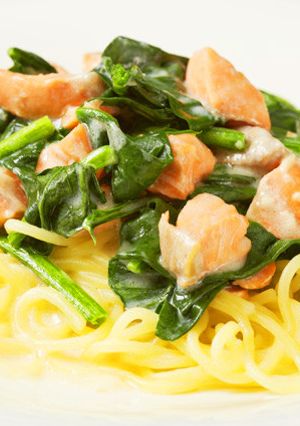 サーモンとほうれん草のクリームパスタ-レシピのメイン写真