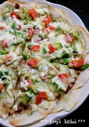 餃子の皮で♪おつまみタコス風ピザ♡-レシピのメイン写真
