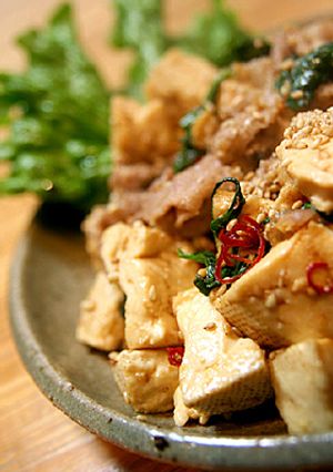 豆腐と豚肉のピリ辛大葉炒め-レシピのメイン写真