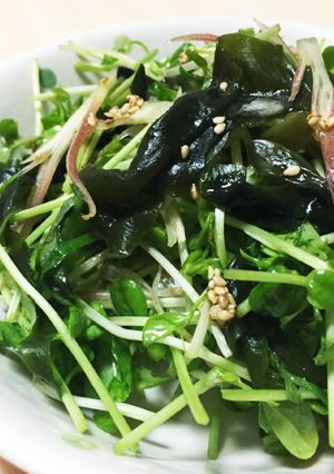 美容に良いかも？！豆苗とみょうがのサラダ-レシピのメイン写真