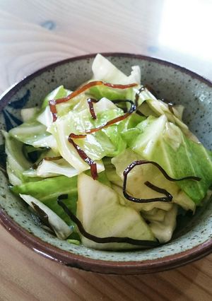 【簡単1分おつまみ】塩こんぶキャベツ-レシピのメイン写真