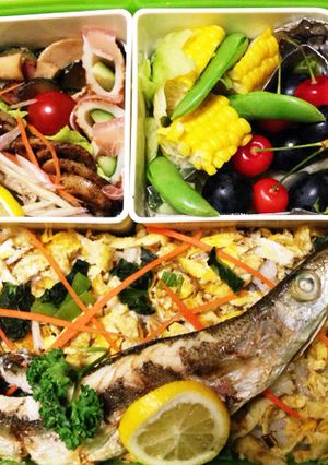カマス塩焼きのせちらし☆さくらんぼお弁当-レシピのメイン写真