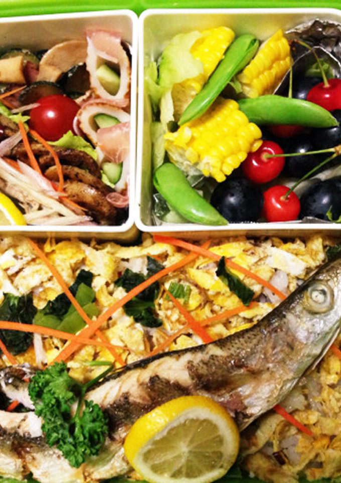 カマス塩焼きのせちらし☆さくらんぼお弁当-レシピのメイン写真