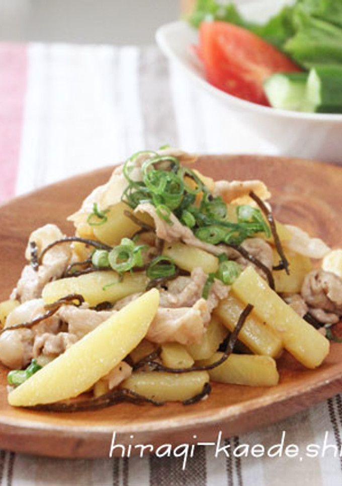 簡単！豚肉とじゃがいもの塩昆布バター炒め-レシピのメイン写真
