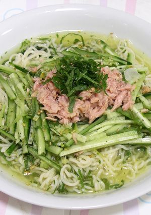 ツナとキュウリの冷やしぶっかけ塩らーめん-レシピのメイン写真