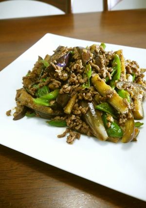 挽き肉の茄子とピーマンのピリ辛みそ炒め♪-レシピのメイン写真