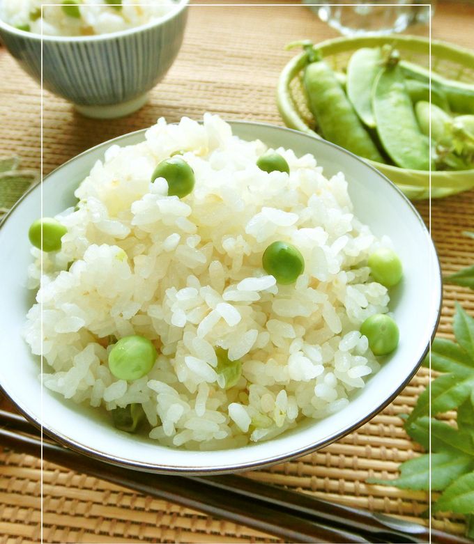 豆ごはん2 色鮮やかに仕上げる『豆ごはん』（グリーンピースごはん
