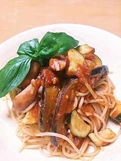 ナスとズッキーニのトマトパスタ-レシピのメイン写真