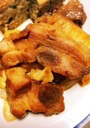 簡単フライパンでキャベツ入り豚ロース煮豚-レシピのメイン写真