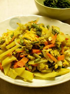 シャキシャキ食感!空心菜の茎で卵炒め-レシピのメイン写真