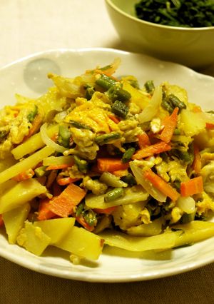 シャキシャキ食感！空心菜の茎で卵炒め-レシピのメイン写真