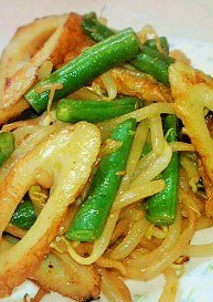 いんげん・もやし・竹輪のカレーマヨ炒め-レシピのメイン写真