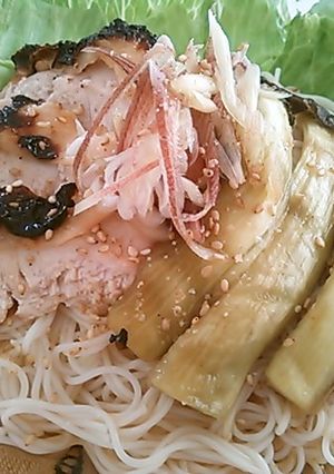塩糀鶏と焼きナスのそうめん-レシピのメイン写真