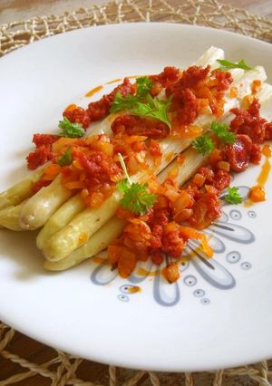 【家ビストロごはん】白アスパラ&チョリソ-レシピのメイン写真