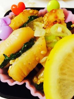 簡単☆ホタテの大葉はさみバターポン酢炒め-レシピのメイン写真