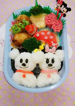 てるてるぼうずミッキーミニー 梅雨弁-レシピのメイン写真
