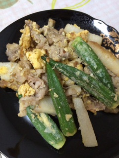 豚肉とネバネバ野菜の炒め物-レシピのメイン写真
