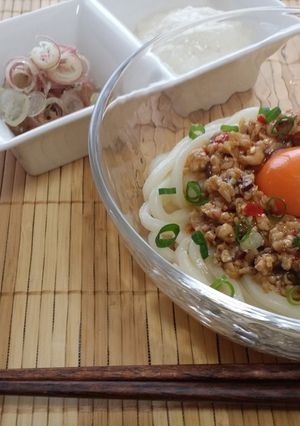 万能鶏そぼろDE☆ピリ辛冷しうどん-レシピのメイン写真