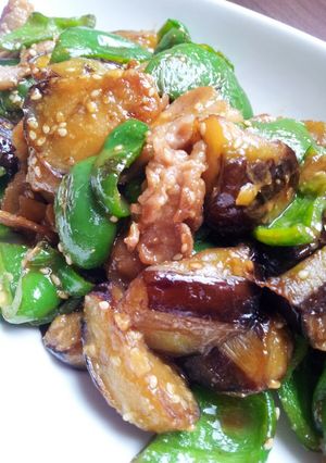 豚肉入り♪茄子とピーマンのゴマ味噌炒め-レシピのメイン写真
