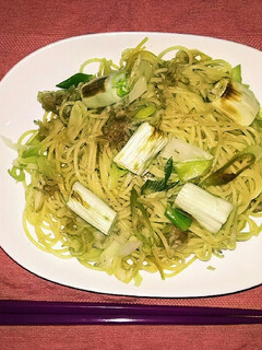 長ネギとしらすと梅干しの和風パスタ-レシピのメイン写真