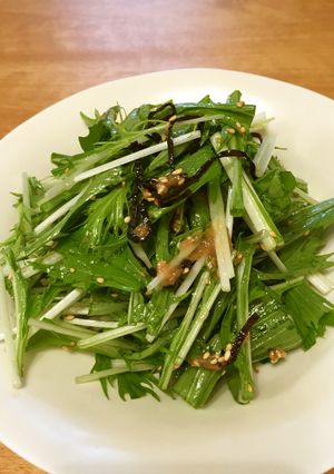 ５分で！水菜のパリパリ梅こんぶサラダ-レシピのメイン写真