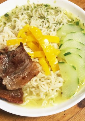 夏野菜と豚バラ♡冷やしぶっかけ塩ラーメン-レシピのメイン写真