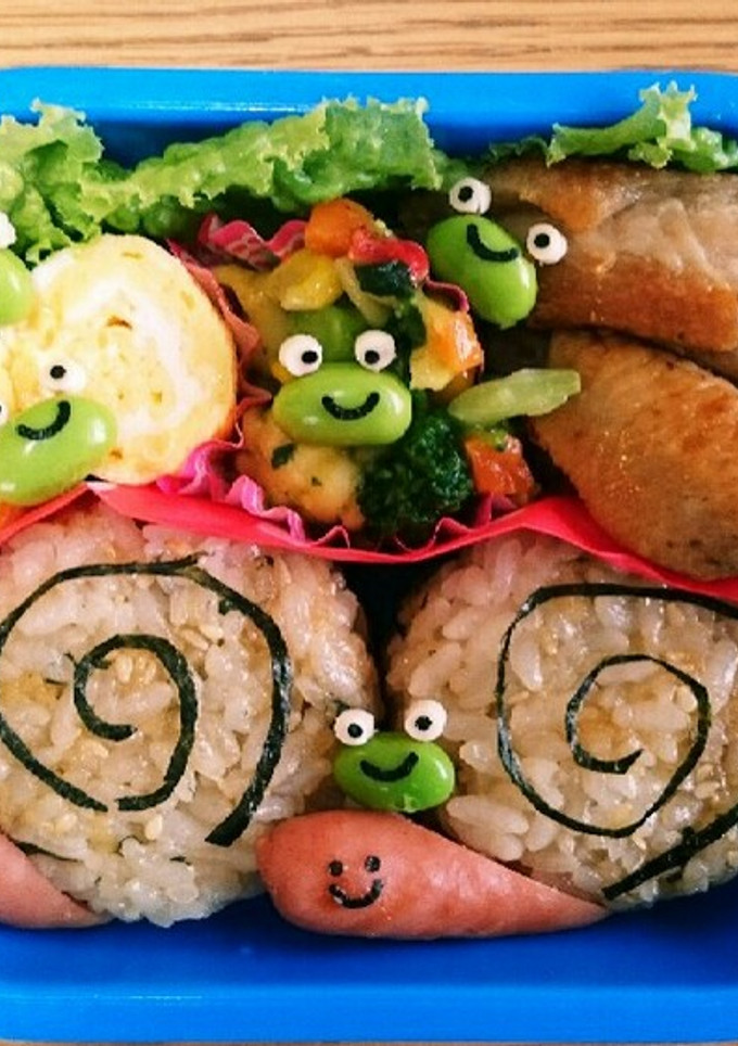 梅雨のキャラ弁 かたつむり カエル-レシピのメイン写真