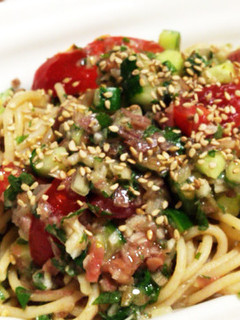 夏野菜たっぷり梅干し味の冷スバゲティ-レシピのメイン写真