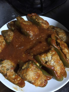 牛肉アレルギー ピーマンの肉詰めトマト煮-レシピのメイン写真